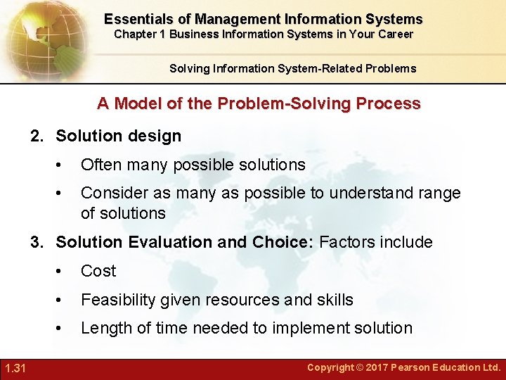 Essentials of Management Information Systems Chapter 1 Business Information Systems in Your Career Solving Essentials of Management Information Systems Chapter 1 Business Information Systems in Your Career Solving