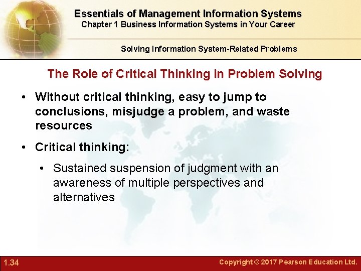 Essentials of Management Information Systems Chapter 1 Business Information Systems in Your Career Solving