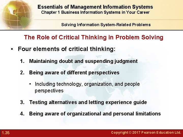 Essentials of Management Information Systems Chapter 1 Business Information Systems in Your Career Solving Essentials of Management Information Systems Chapter 1 Business Information Systems in Your Career Solving