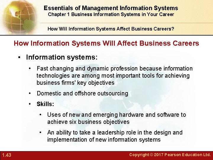 Essentials of Management Information Systems Chapter 1 Business Information Systems in Your Career How