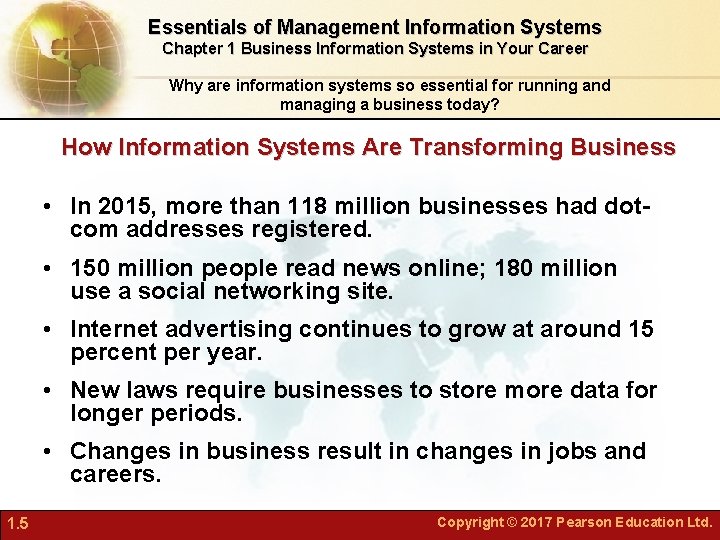 Essentials of Management Information Systems Chapter 1 Business Information Systems in Your Career Why Essentials of Management Information Systems Chapter 1 Business Information Systems in Your Career Why