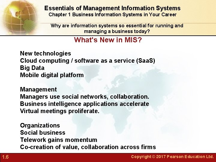 Essentials of Management Information Systems Chapter 1 Business Information Systems in Your Career Why