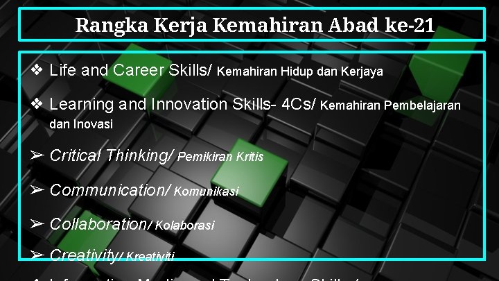 Rangka Kerja Kemahiran Abad ke-21 ❖ Life and Career Skills/ Kemahiran Hidup dan Kerjaya