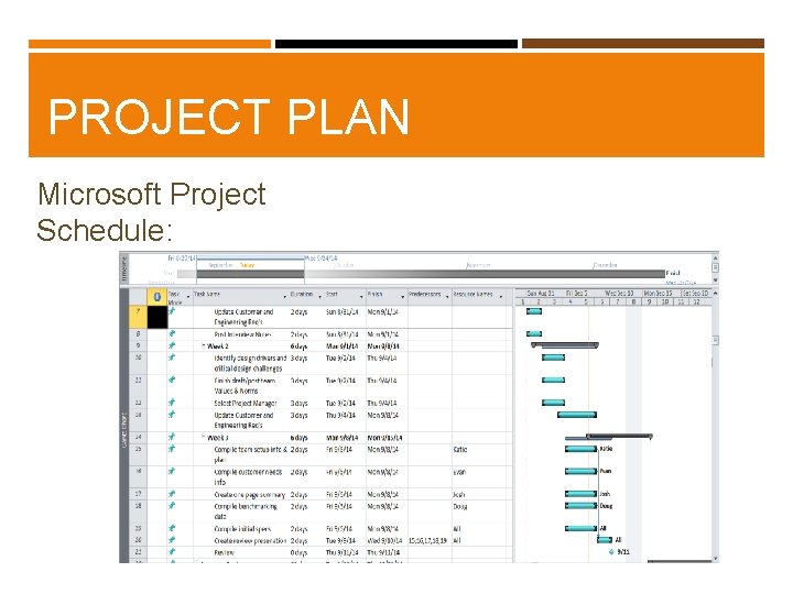 PROJECT PLAN Microsoft Project Schedule: 