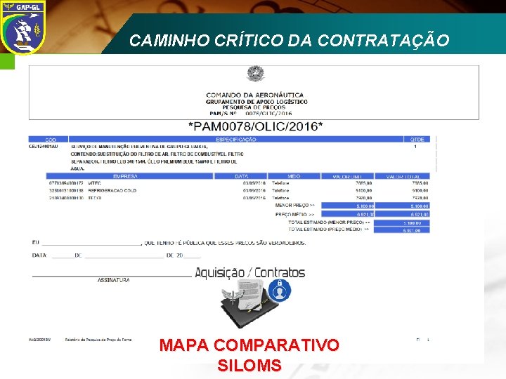 CAMINHO CRÍTICO DA CONTRATAÇÃO ECCD 2008 MAPA COMPARATIVO SILOMS 