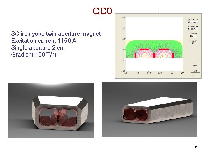 QD 0 SC iron yoke twin aperture magnet Excitation current 1150 A Single aperture