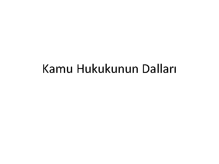 Kamu Hukukunun Dalları 