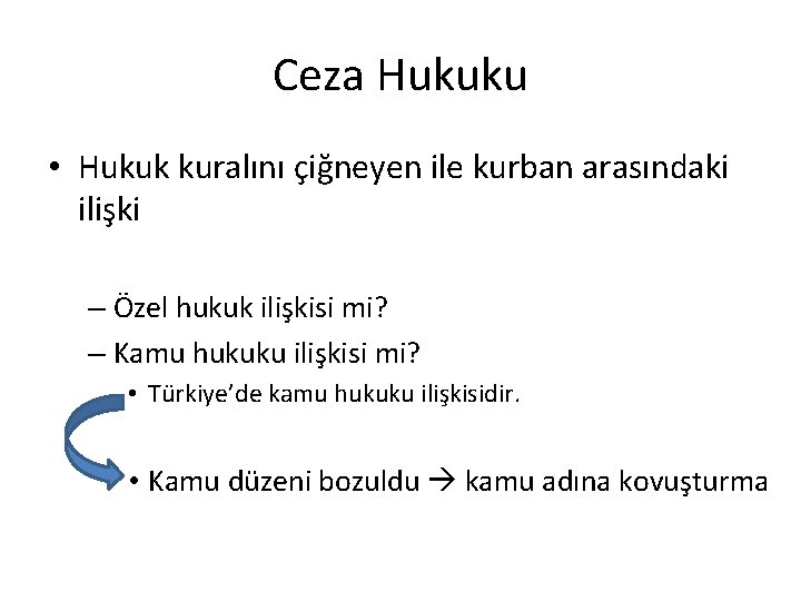 Ceza Hukuku • Hukuk kuralını çiğneyen ile kurban arasındaki ilişki – Özel hukuk ilişkisi