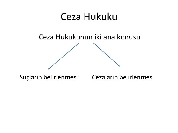 Ceza Hukukunun iki ana konusu Suçların belirlenmesi Cezaların belirlenmesi 