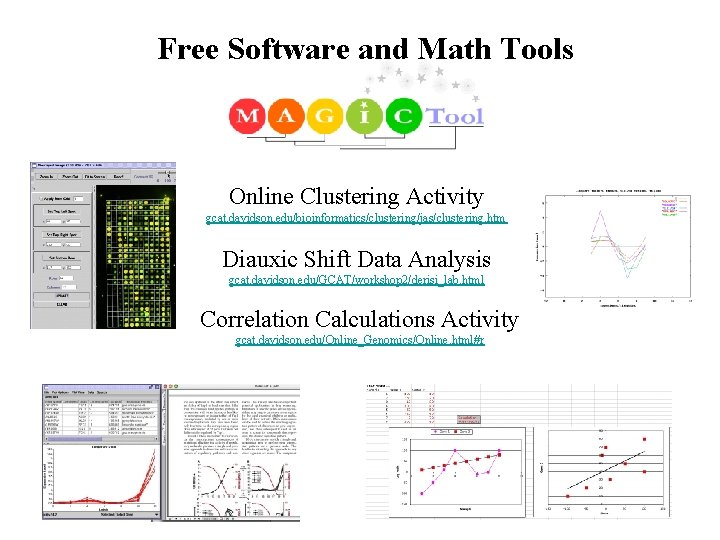 Free Software and Math Tools Online Clustering Activity gcat. davidson. edu/bioinformatics/clustering/jas/clustering. htm Diauxic Shift Free Software and Math Tools Online Clustering Activity gcat. davidson. edu/bioinformatics/clustering/jas/clustering. htm Diauxic Shift