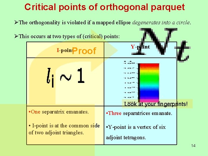 Critical points of orthogonal parquet ØThe orthogonality is violated if a mapped ellipse degenerates