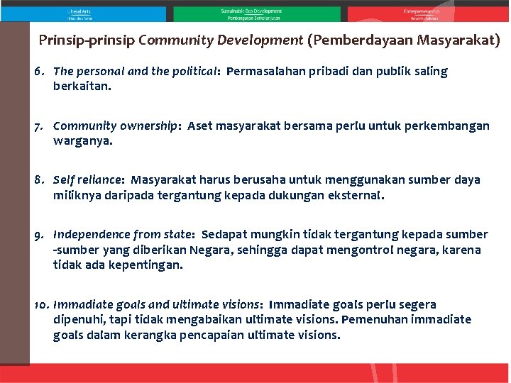 Prinsip-prinsip Community Development (Pemberdayaan Masyarakat) 6. The personal and the political: Permasalahan pribadi dan