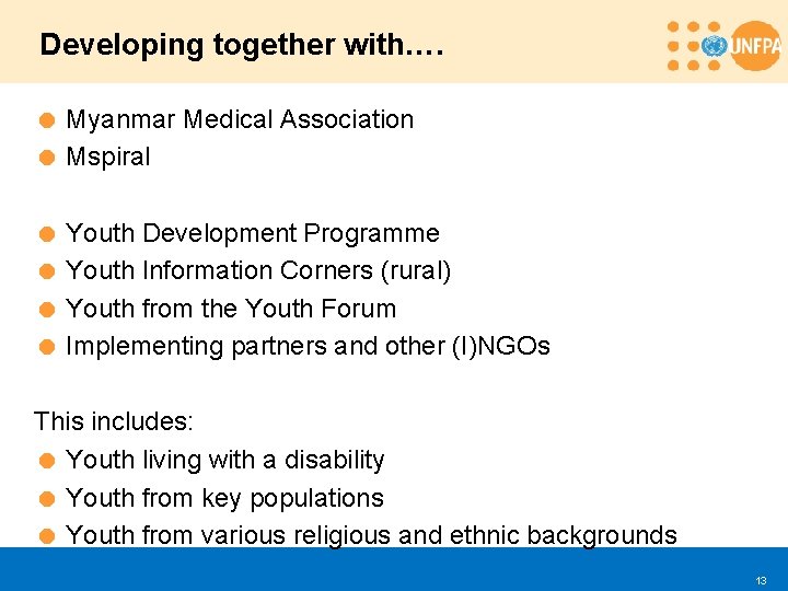 Developing together with…. = Myanmar Medical Association = Mspiral = Youth Development Programme =