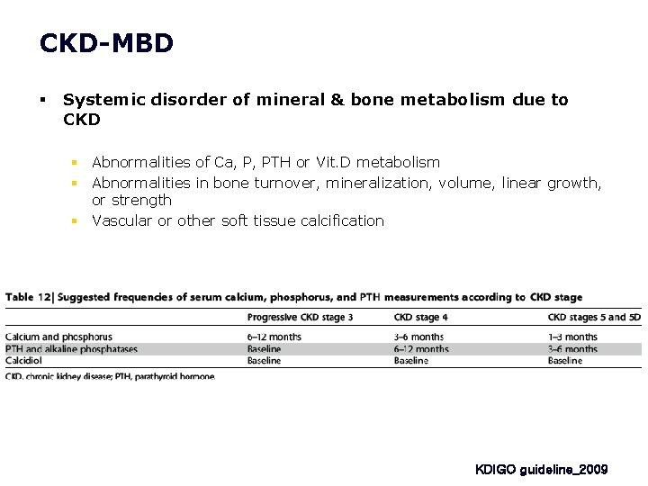 CKD-MBD § Systemic disorder of mineral & bone metabolism due to CKD § Abnormalities CKD-MBD § Systemic disorder of mineral & bone metabolism due to CKD § Abnormalities
