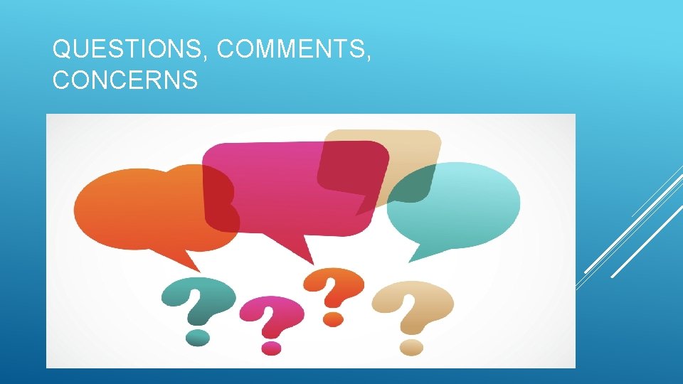 QUESTIONS, COMMENTS, CONCERNS 
