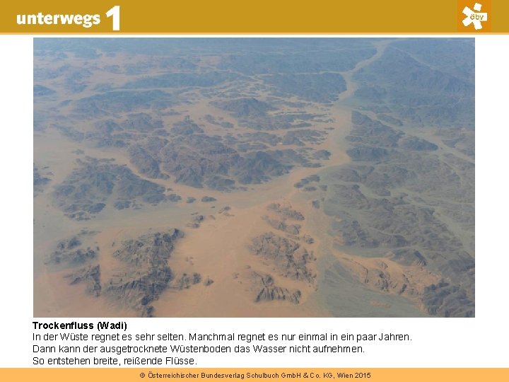 Trockenfluss (Wadi) In der Wüste regnet es sehr selten. Manchmal regnet es nur einmal