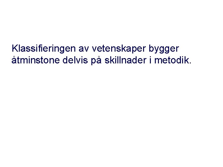 Klassifieringen av vetenskaper bygger åtminstone delvis på skillnader i metodik. 