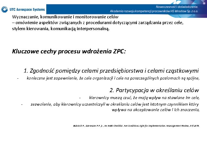 Wyznaczanie, komunikowanie i monitorowanie celów – omówienie aspektów związanych z procedurami dotyczącymi zarządzania przez