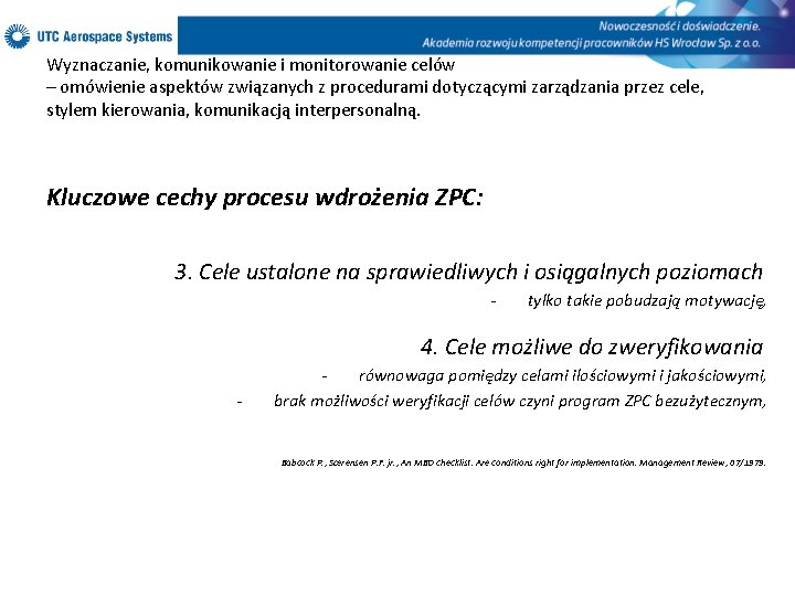 Wyznaczanie, komunikowanie i monitorowanie celów – omówienie aspektów związanych z procedurami dotyczącymi zarządzania przez