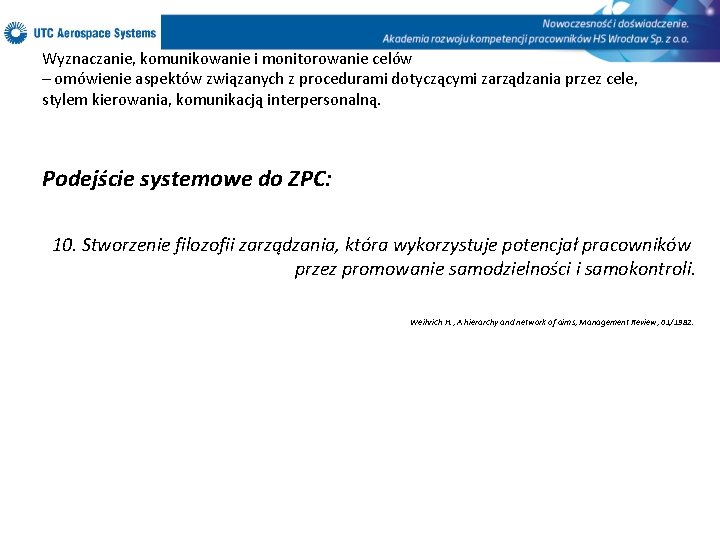 Wyznaczanie, komunikowanie i monitorowanie celów – omówienie aspektów związanych z procedurami dotyczącymi zarządzania przez