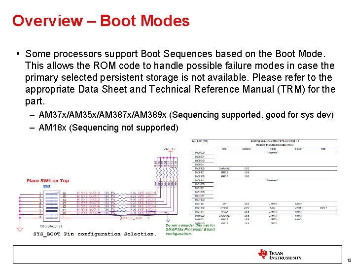 Overview – Boot Modes • Some processors support Boot Sequences based on the Boot