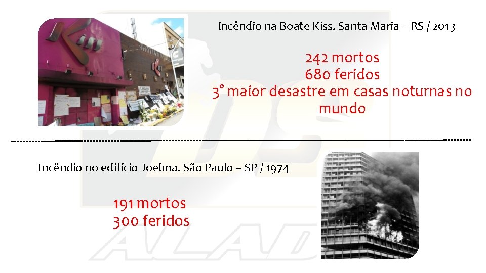 Incêndio na Boate Kiss. Santa Maria – RS / 2013 242 mortos 680 feridos