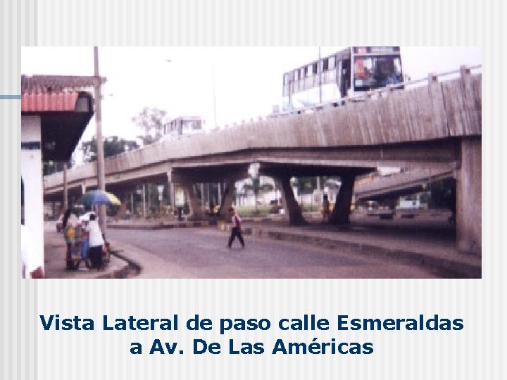 Vista Lateral de paso calle Esmeraldas a Av. De Las Américas 