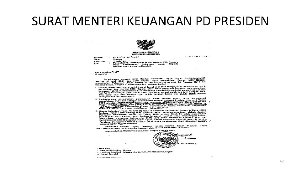 SURAT MENTERI KEUANGAN PD PRESIDEN 42 