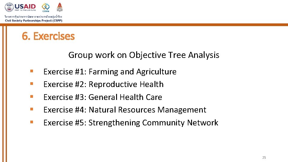 6. Exercises Group work on Objective Tree Analysis § § § Exercise #1: Farming