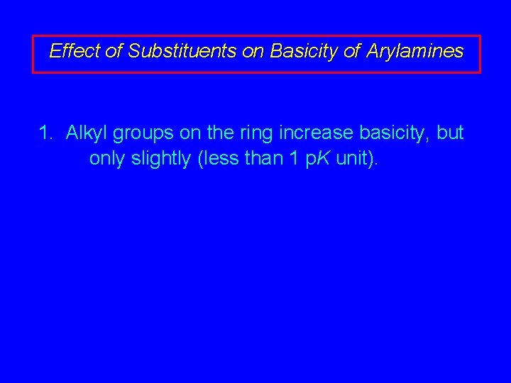 Effect of Substituents on Basicity of Arylamines 1. Alkyl groups on the ring increase