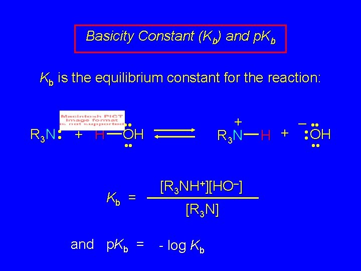 Basicity Constant (Kb) and p. Kb Kb is the equilibrium constant for the reaction: