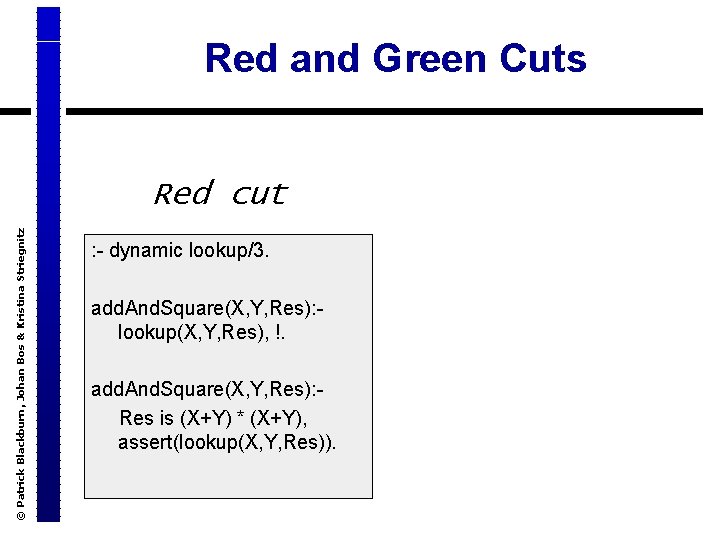 Red and Green Cuts © Patrick Blackburn, Johan Bos & Kristina Striegnitz Red cut