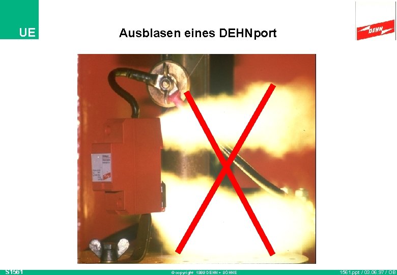 UE S 1561 Ausblasen eines DEHNport © copyright 1999 DEHN + SÖHNE 1561. ppt