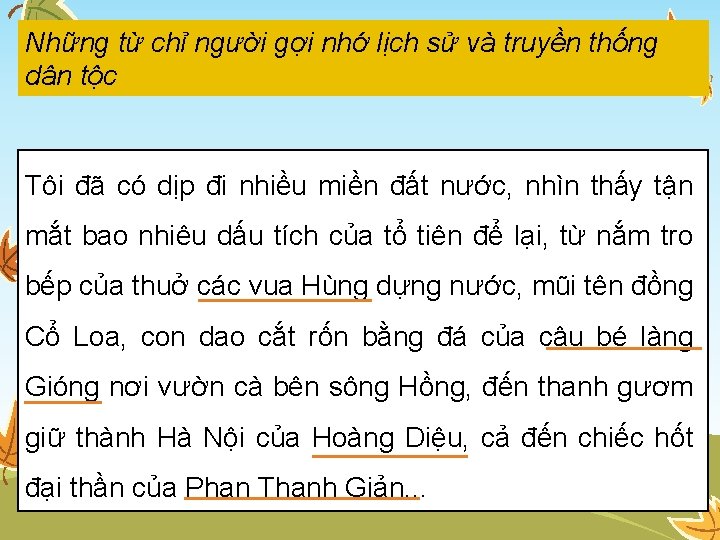 Những từ chỉ người gợi nhớ lịch sử và truyền thống dân tộc Tôi