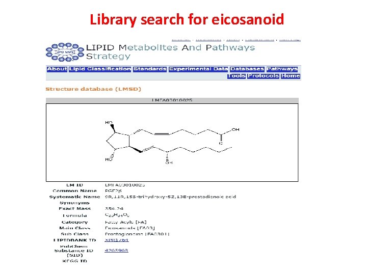 Library search for eicosanoid 