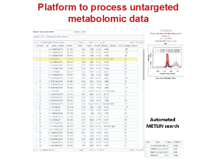 Platform to process untargeted metabolomic data Automated METLIN search 