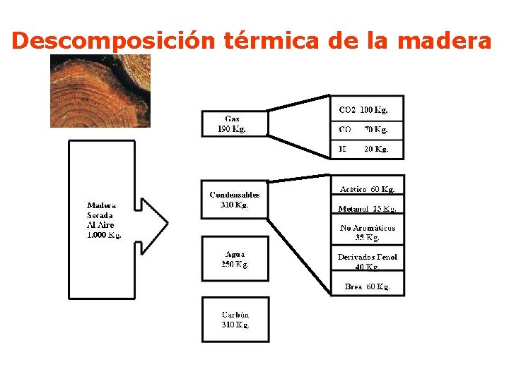 Descomposición térmica de la madera 