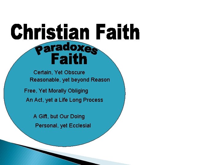 Certain, Yet Obscure Reasonable, yet beyond Reason Free, Yet Morally Obliging An Act, yet