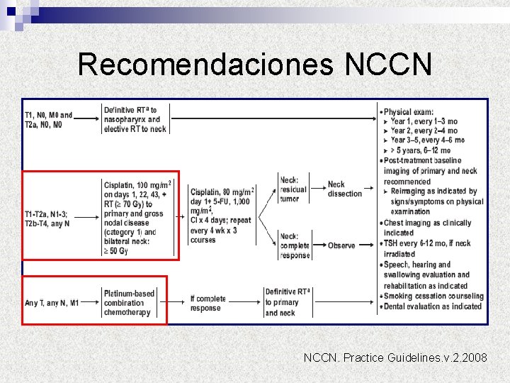 Recomendaciones NCCN. Practice Guidelines. v. 2. 2008 