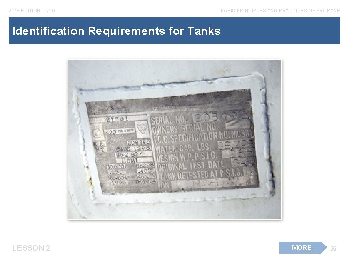 2019 EDITION – v 1. 0 BASIC PRINCIPLES AND PRACTICES OF PROPANE Identification Requirements