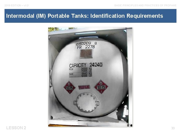 2019 EDITION – v 1. 0 BASIC PRINCIPLES AND PRACTICES OF PROPANE Intermodal (IM)