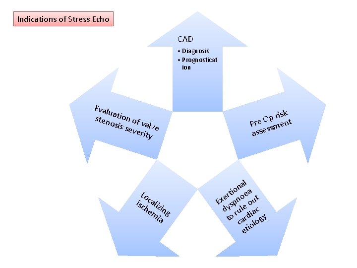 Indications of Stress Echo CAD • Diagnosis • Prognosticat ion Eval ua sten tion