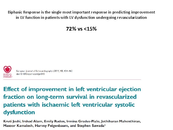 Biphasic Response is the single most important response in predicting improvement in LV function