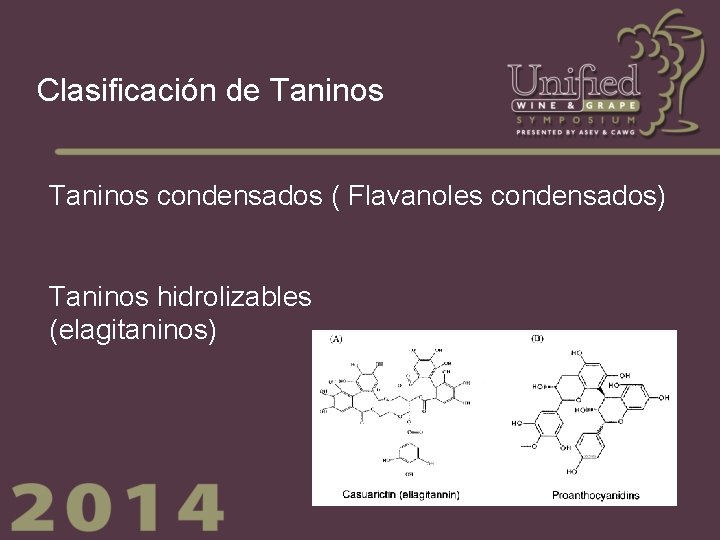 Clasificación de Taninos condensados ( Flavanoles condensados) Taninos hidrolizables (elagitaninos) 