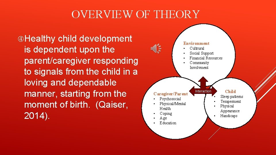 OVERVIEW OF THEORY Healthy child development is dependent upon the parent/caregiver responding to signals