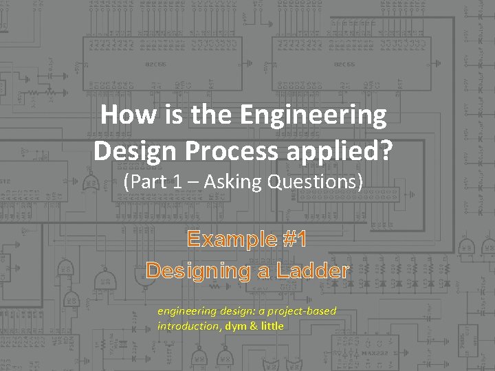 How is the Engineering Design Process applied? (Part 1 – Asking Questions) Example #1 How is the Engineering Design Process applied? (Part 1 – Asking Questions) Example #1