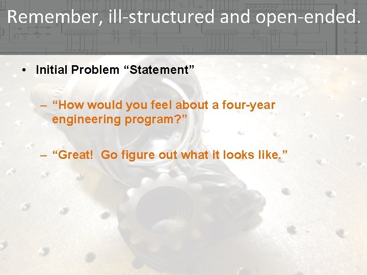 Remember, ill-structured and open-ended. • Initial Problem “Statement” – “How would you feel about Remember, ill-structured and open-ended. • Initial Problem “Statement” – “How would you feel about