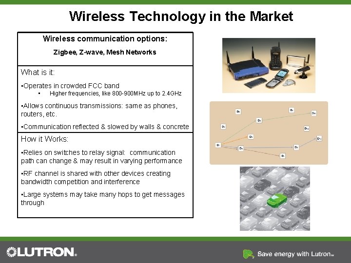 Wireless Technology in the Market Wireless communication options: Zigbee, Z-wave, Mesh Networks What is