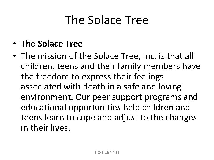 The Solace Tree • The mission of the Solace Tree, Inc. is that all