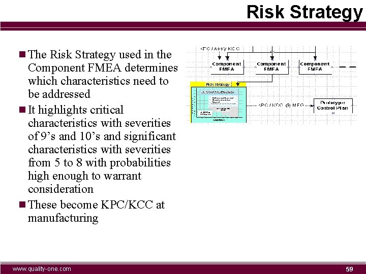 Risk Strategy n The Risk Strategy used in the Component FMEA determines which characteristics